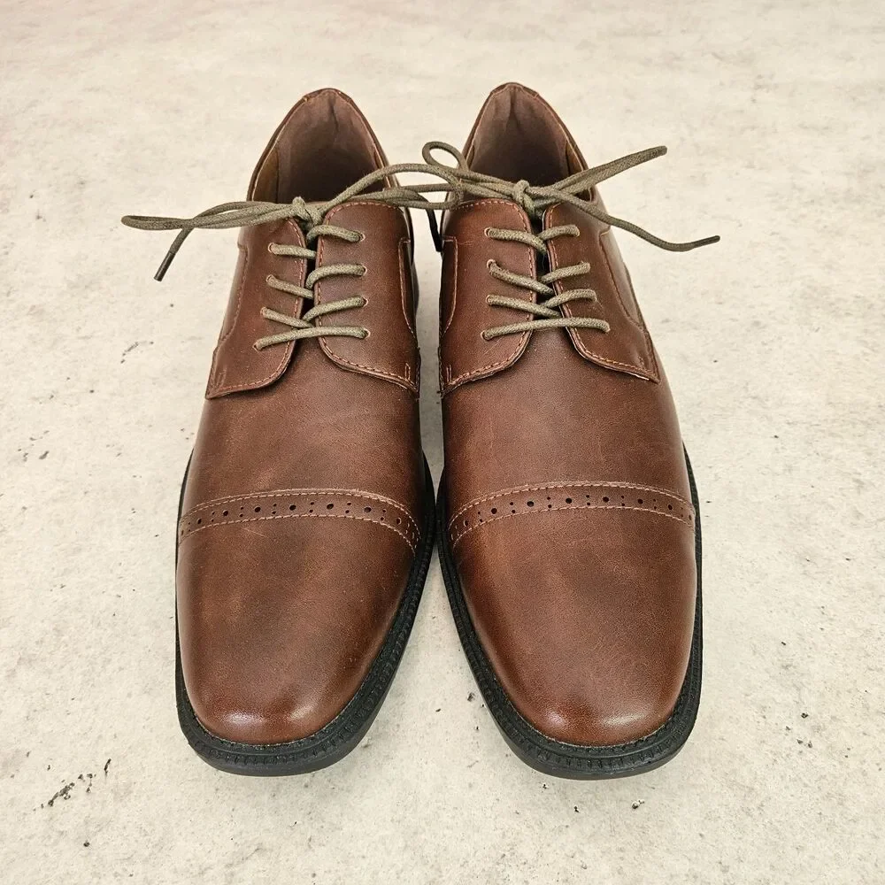 EUC Tahari Terrance Brown Cap Toe Derby/Oxford Shoes Men Sz 11 Preppy Classic